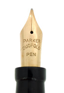 C1927 PARKER SR DUOFOLD BLUE ON BLUE LAPIS FOUNTAIN PEN WIDE CAP BAND RESTORED OFFERED BY ANTIQUE DIGGER