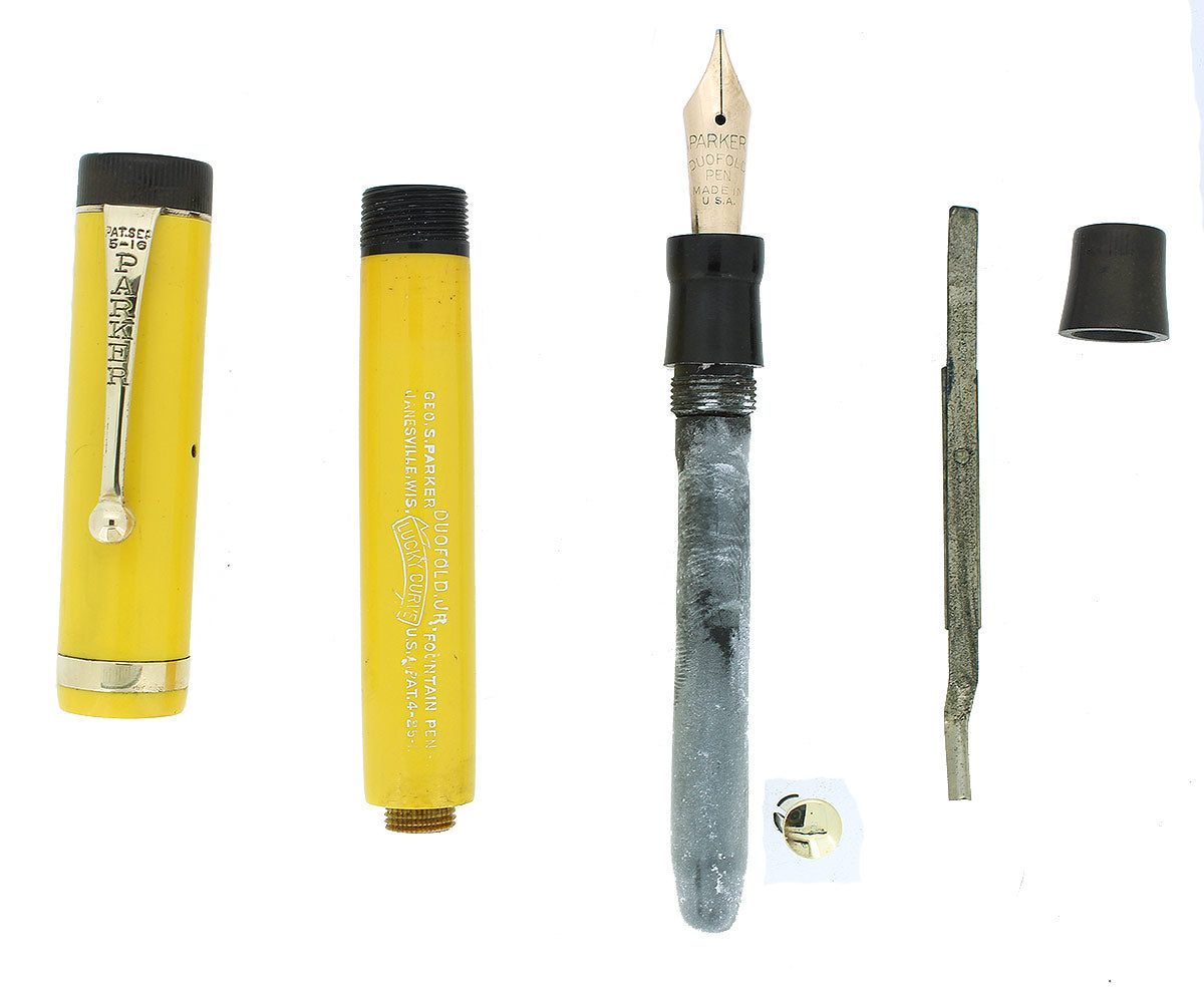 CIRCA 1927 PARKER DUOFOLD JUNIOR MANDARIN YELLOW FOUNTAIN PEN RESTORED
