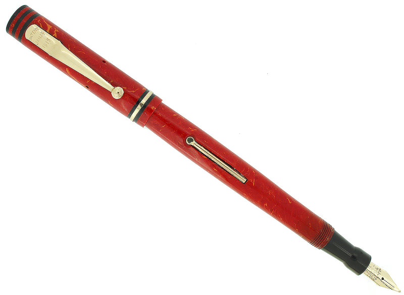 CIRCA 1927 SWAN MABIE TODD CORAL M-BBB+ FLEX NIB FOUNTAIN PEN RESTORED OFFERED BY ANTIQUE DIGGER