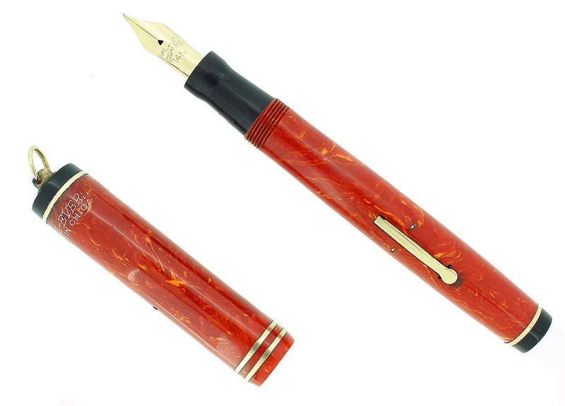 C1927 WAHL EVERSHARP CORAL RINGTOP FOUNTAIN PEN RESTORED BEAUTIFUL OFFERED BY ANTIQUE DIGGER
