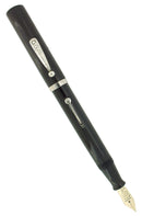 C1927 WATERMAN 58 BLACK CHASED HARD RUBBER FINE NIB FOUNTAIN PEN RESTORED OFFERED BY ANTIQUE DIGGER