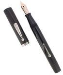 C1927 WATERMAN 58 BLACK CHASED HARD RUBBER FINE NIB FOUNTAIN PEN RESTORED OFFERED BY ANTIQUE DIGGER