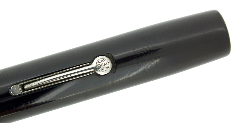 C1927 WATERMAN 58 BLACK CHASED HARD RUBBER FINE NIB FOUNTAIN PEN RESTORED OFFERED BY ANTIQUE DIGGER