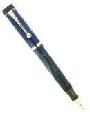 CIRCA 1928 PARKER DUOFOLD JR BLUE ON WHITE LAPIS FOUNTAIN PEN RESTORED OFFERED BY ANTIQUE DIGGER