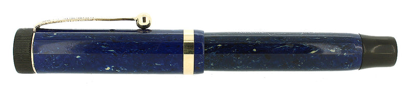 CIRCA 1928 PARKER DUOFOLD JR BLUE ON WHITE LAPIS FOUNTAIN PEN RESTORED OFFERED BY ANTIQUE DIGGER