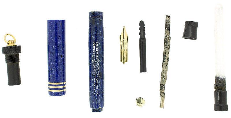 CIRCA 1928 PARKER  LUCKY CURVE DUOFOLD LAPIS WHITE ON BLUE FOUNTAIN PEN NEAR MINT OFFERED BY ANTIQUE DIGGER