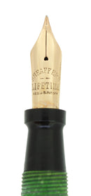 C1928 SHEAFFER FLAT TOP JADE CELLULOID STANDARD SIZE FOUNTAIN PEN RESTORED OFFERED BY ANTIQUE DIGGER