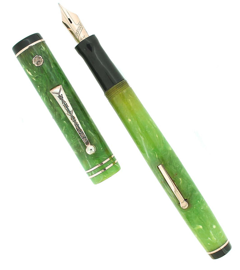 CIRCA 1931 WAHL OXFORD DOUBLE CHECKMARK JADE STANDARD FOUNTAIN PEN RESTORED OFFERED BY ANTIQUE DIGGER