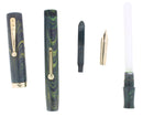 CIRCA 1928 WATERMAN 94 BLUE GREEN RIPPLE XF-BBB FLEX NIB FOUNTAIN PEN RESTORED OFFERED BY ANTIQUE DIGGER