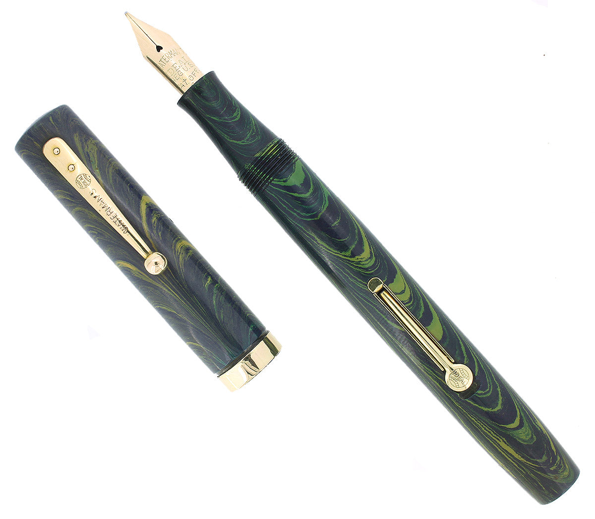 CIRCA 1928 WATERMAN 94 BLUE GREEN RIPPLE XF-BBB FLEX NIB FOUNTAIN PEN