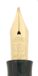 CIRCA 1928 WATERMAN 94 BLUE GREEN RIPPLE XF-BBB FLEX NIB FOUNTAIN PEN RESTORED OFFERED BY ANTIQUE DIGGER