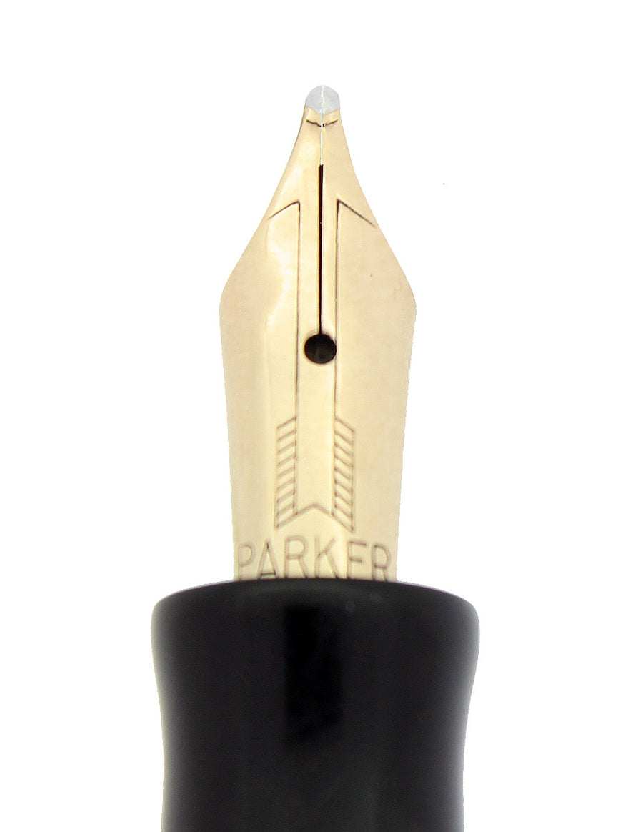 CIRCA 1929 STREAMLINE DUOFOLD JR JADE FOUNTAIN PEN BROAD NIB RESTORED