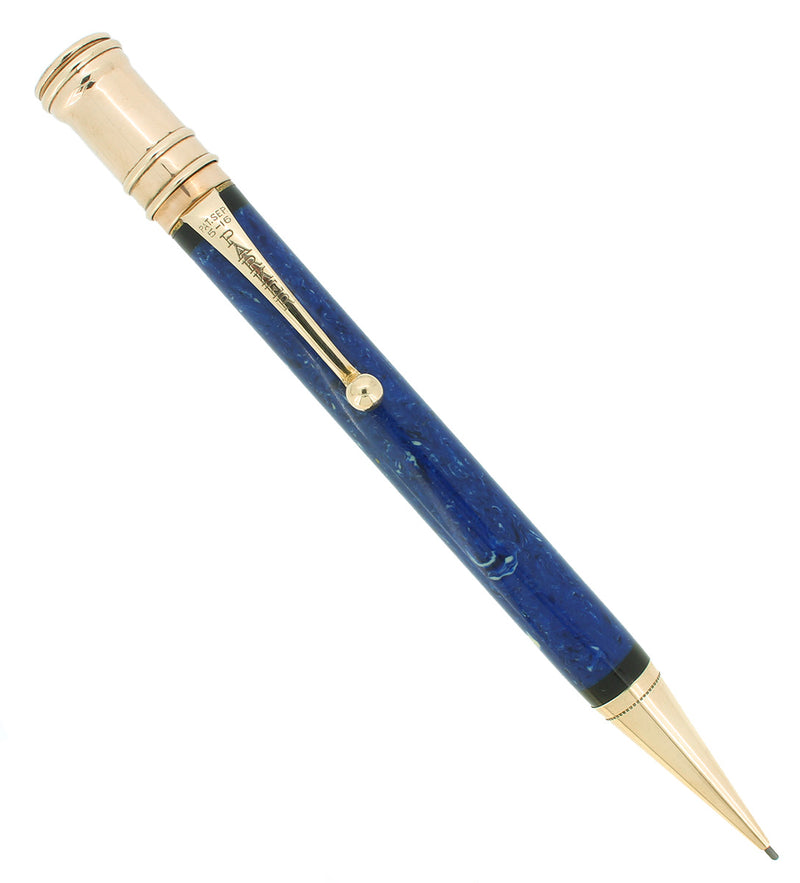CIRCA 1928 PARKER SENIOR DUOFOLD WHITE ON BLUE LAPIS PENCIL MINT RESTORED OFFERED BY ANTIQUE DIGGER