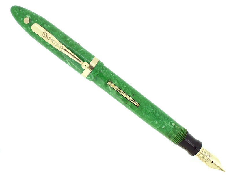 C1929 SHEAFFER EXTRA LONG BALANCE JADE CELLULOID FOUNTAIN PEN RESTORED NR MINT OFFERED BY ANTIQUE DIGGER