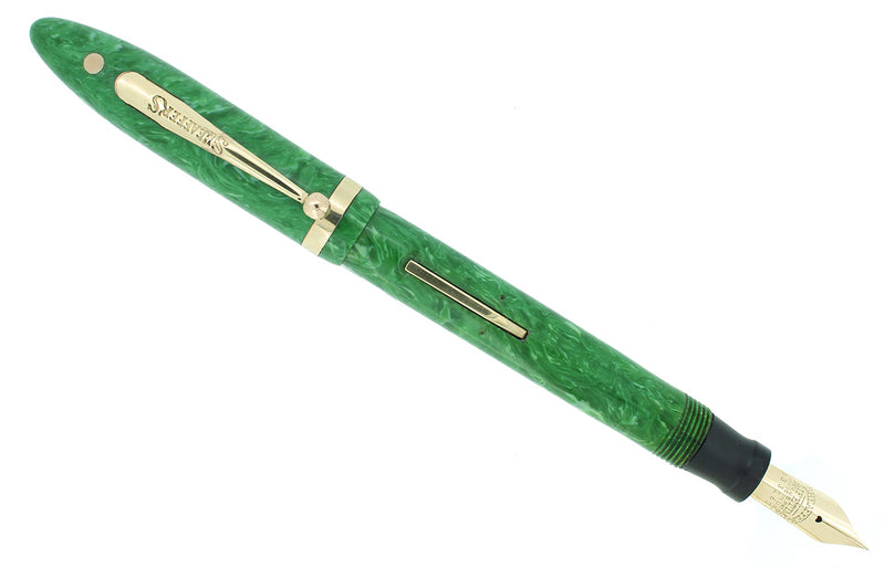 C1929 SHEAFFER STANDARD BALANCE W/TAPER END JADE CELLULOID FOUNTAIN PEN RESTORED EXCELLENT OFFERED BY ANTIQUE DIGGER