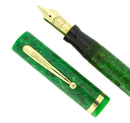 CIRCA 1929 SHEAFFER OVERSIZED FLAT TOP JADE GREEN CELLULOID FOUNTAIN PEN RESTORED OFFERED BY ANTIQUE DIGGER