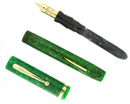 CIRCA 1929 SHEAFFER OVERSIZED FLAT TOP JADE GREEN CELLULOID FOUNTAIN PEN RESTORED OFFERED BY ANTIQUE DIGGER