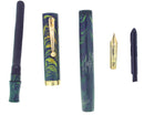 CIRCA 1930 WATERMAN 994 BLUE GREEN RIPPLE F-BBB FLEX NIB FOUNTAIN PEN RESTORED OFFERED BY ANTIQUE DIGGER