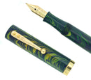 CIRCA 1930 WATERMAN 994 BLUE GREEN RIPPLE F-BBB FLEX NIB FOUNTAIN PEN RESTORED OFFERED BY ANTIQUE DIGGER