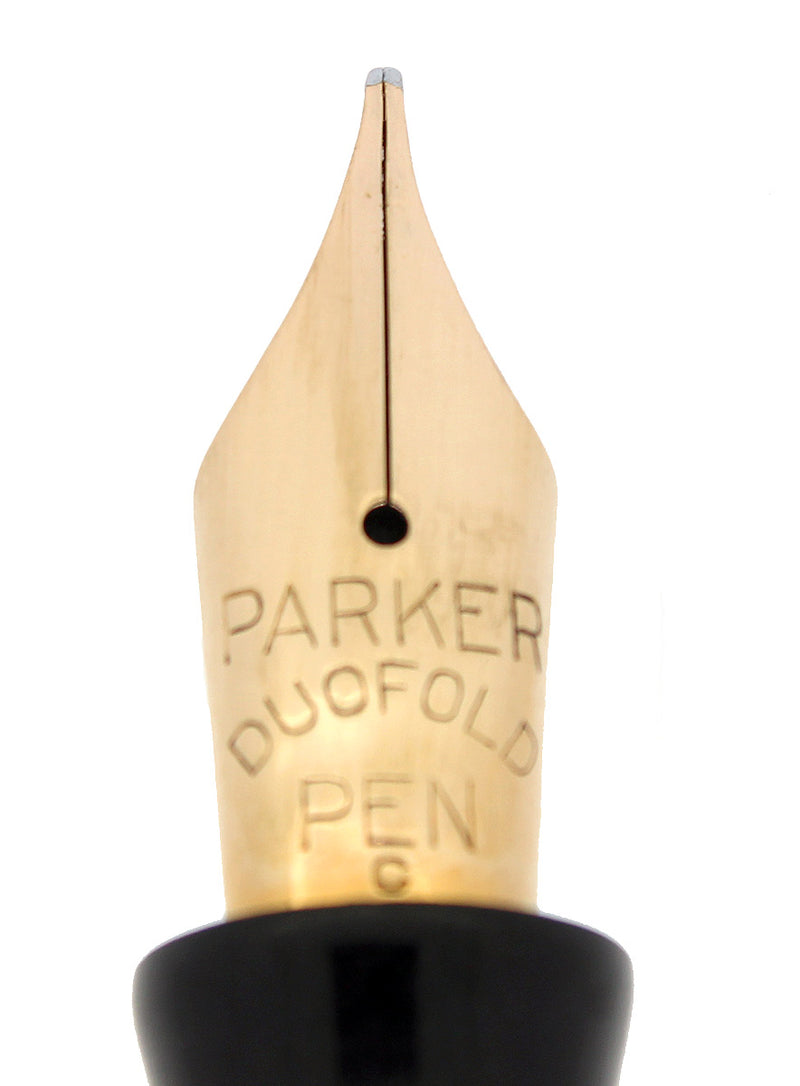 CIRCA 1930 PARKER SENIOR STREAMLINE JET BLACK DUOFOLD FOUNTAIN PEN RESTORED  NEAR MINT OFFERED BY ANTIQUE DIGGER