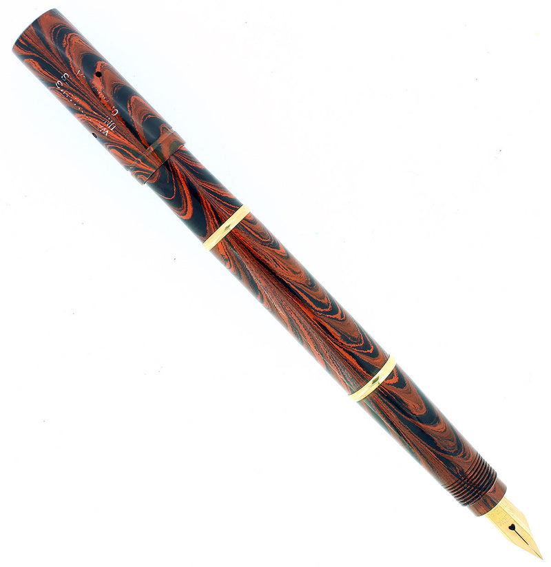 C1930 WATERMAN 42 1/2 RED RIPPLE SAFETY PEN 18K F-BBBB FLEX 2.65MM NIB RESTORED OFFERED BY ANTIQUE DIGGER