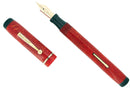 1930S GOLD BOND STONITE OVERSIZE CORAL FOUNTAIN PEN & PENCIL SET RESTORED NEAR MINT OFFERED BY ANTIQUE DIGGER