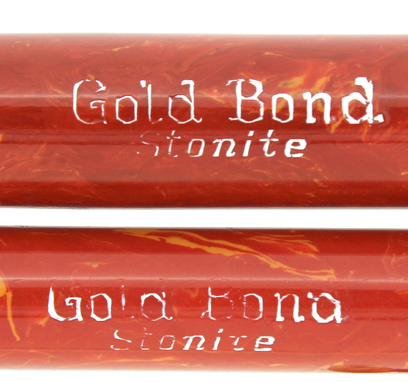 1930S GOLD BOND STONITE OVERSIZE CORAL FOUNTAIN PEN & PENCIL SET RESTORED NEAR MINT OFFERED BY ANTIQUE DIGGER