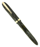 1930S GOLD MEDAL STREAMLINE GRAY STRIPE MILITARY CLIP FOUNTAIN PEN RESTORED OFFERED BY ANTIQUE DIGGER