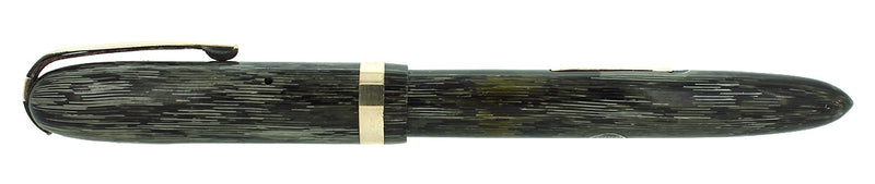 1930S GOLD MEDAL STREAMLINE GRAY STRIPE MILITARY CLIP FOUNTAIN PEN RESTORED OFFERED BY ANTIQUE DIGGER