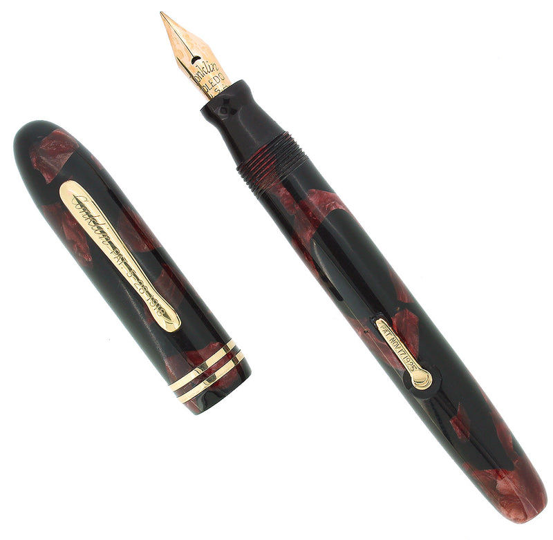 C1932 CONKLIN VEST POCKET ROSE & BLACK MARBLE FOUNTAIN PEN RESTORED OFFERED BY ANTIQUE DIGGER