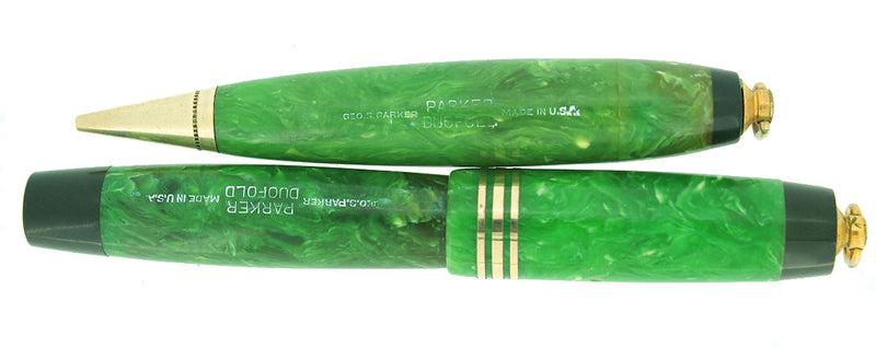 CIRCA 1932 DUOFOLD JADE VEST POCKET FOUNTAIN PEN & PENCIL SET XF-BBB+ NIB RESTORED OFFERED BY ANTIQUE DIGGER