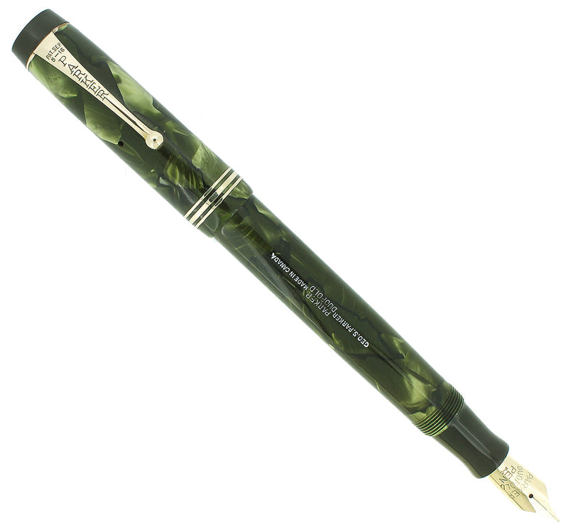 C1932 STREAMLINE SENIOR DUOFOLD DELUXE SEA GREEN PEARL FOUNTAIN PEN RESTORED OFFERED BY ANTIQUE DIGGER