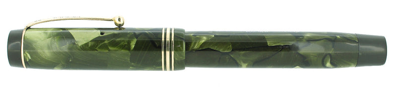C1932 STREAMLINE SENIOR DUOFOLD DELUXE SEA GREEN PEARL FOUNTAIN PEN RESTORED OFFERED BY ANTIQUE DIGGER