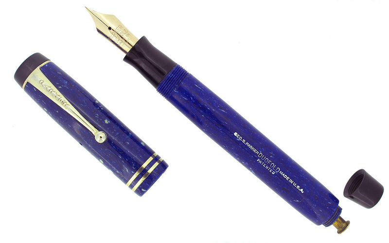 CIRCA 1929 DUOFOLD STREAMLINE SENIOR LAPIS FOUNTAIN PEN F TO B NIB RESTORED OFFERED BY ANTIQUE DIGGER