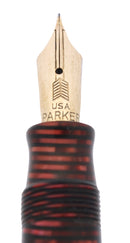 C1932 PARKER VACUUMFILLER STUBBY SIZE BURGUNDY PEARL FOUNTAIN PEN RESTORED OFFERED BY ANTIQUE DIGGER