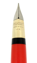 CIRCA 1953 SHEAFFER SENTINEL FIESTA RED SNORKEL M NIB FOUNTAIN PEN RESTORED OFFERED BY ANTIQUE DIGGER