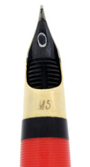 CIRCA 1953 SHEAFFER SENTINEL FIESTA RED SNORKEL M NIB FOUNTAIN PEN RESTORED OFFERED BY ANTIQUE DIGGER