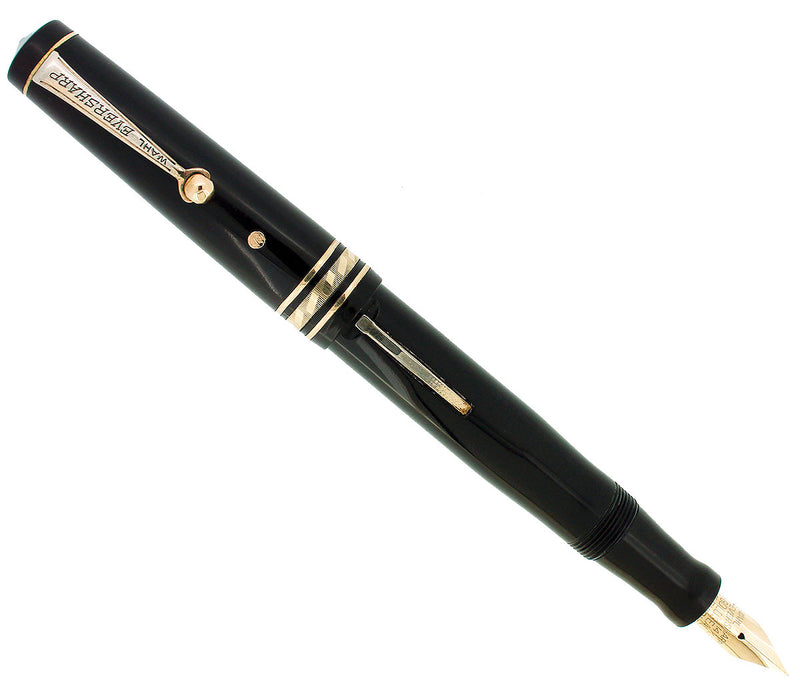 1932 WAHL EVERSHARP EQUIPOISED GOLD SEAL OVERSIZE DECOBAND FOUNTAIN PEN RESTORED OFFERED BY ANTIQUE DIGGER