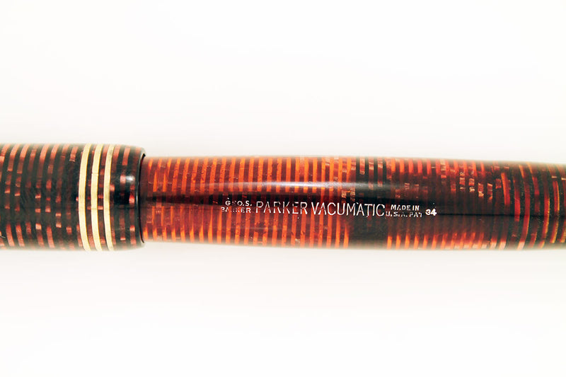 RESTORED 1934 PARKER BURGUNDY PEARL DOUBLE JEWEL VACUMATIC FOUNTAIN PEN OFFERED BY ANTIQUE DIGGER