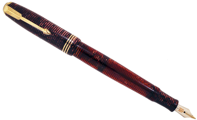 RESTORED 1934 PARKER BURGUNDY PEARL DOUBLE JEWEL VACUMATIC FOUNTAIN PEN OFFERED BY ANTIQUE DIGGER