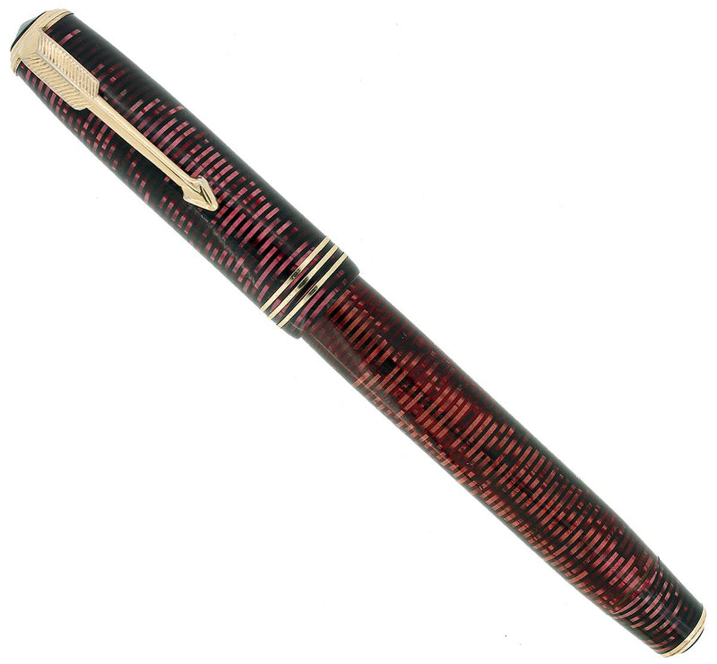 1934 PARKER BURGUNDY PEARL STANDARD VACUMATIC DOUBLE JEWEL FOUNTAIN PEN RESTORED OFFERED BY ANTIQUE DIGGER