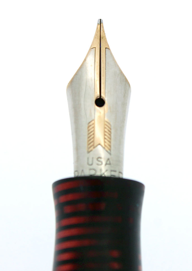 1934 PARKER BURGUNDY PEARL STANDARD VACUMATIC DOUBLE JEWEL FOUNTAIN PEN RESTORED OFFERED BY ANTIQUE DIGGER