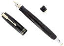 1934 PARKER JET BLACK DOUBLE JEWEL VACUMATIC OVERSIZE LONGITUNDIAL LINES FOUNTAIN PEN RESTORED OFFERED BY ANTIQUE DIGGER