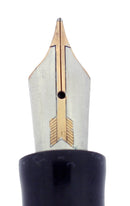 1934 PARKER JET BLACK DOUBLE JEWEL VACUMATIC OVERSIZE LONGITUNDIAL LINES FOUNTAIN PEN RESTORED OFFERED BY ANTIQUE DIGGER