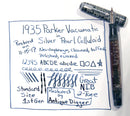 1935 PARKER SILVER PEARL CELLULOID DOUBLE JEWEL VACUMATIC FOUNTAIN PEN RESTORED OFFERED BY ANTIQUE DIGGER