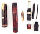1935 PARKER MOTTLED BURGUNDY DOUBLE JEWEL VACUMATIC JR FOUNTAIN PEN RESTORED OFFERED BY ANTIQUE DIGGER