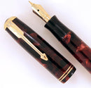 1935 PARKER MOTTLED BURGUNDY DOUBLE JEWEL VACUMATIC JR FOUNTAIN PEN RESTORED OFFERED BY ANTIQUE DIGGER