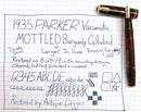 1935 PARKER MOTTLED BURGUNDY DOUBLE JEWEL VACUMATIC JR FOUNTAIN PEN RESTORED OFFERED BY ANTIQUE DIGGER