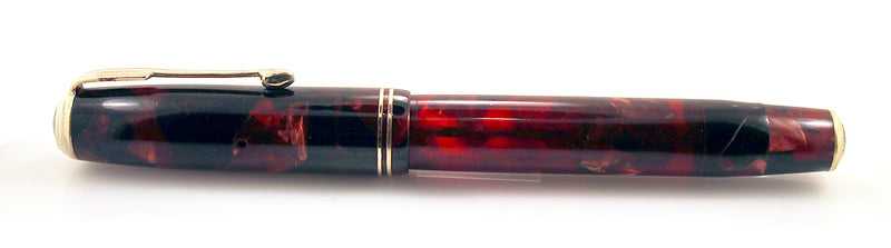 1935 PARKER MOTTLED BURGUNDY DOUBLE JEWEL VACUMATIC JR FOUNTAIN PEN RESTORED OFFERED BY ANTIQUE DIGGER