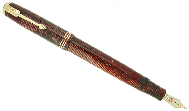 1935 PARKER BURGUNDY PEARL STANDARD VACUMATIC FOUNTAIN PEN RESTORED OFFERED BY ANTIQUE DIGGER